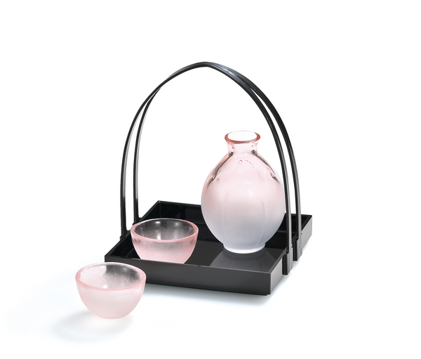 Hirota Hana Honoka sakura glass sake set with tray