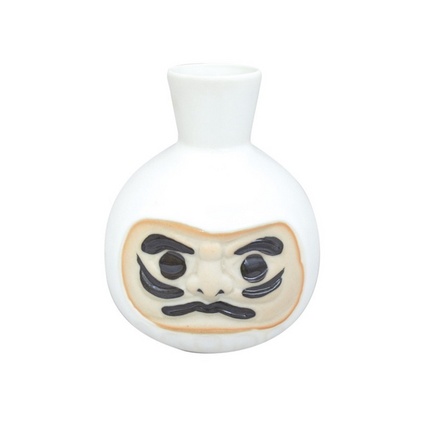 Sake Flask Daruma WHITE Health Luck