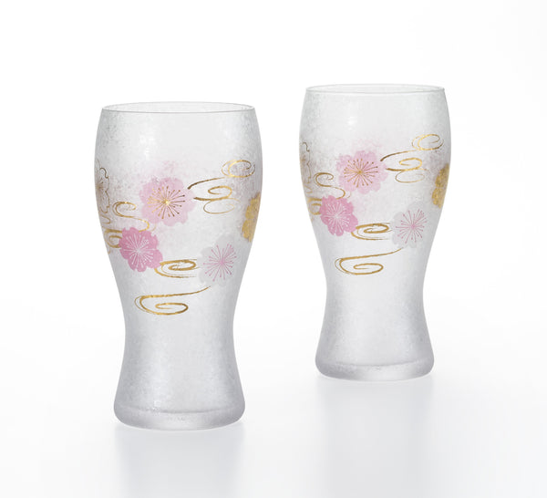 ISHIZUKA Suimon sakura premium beer glass set 380ml*2