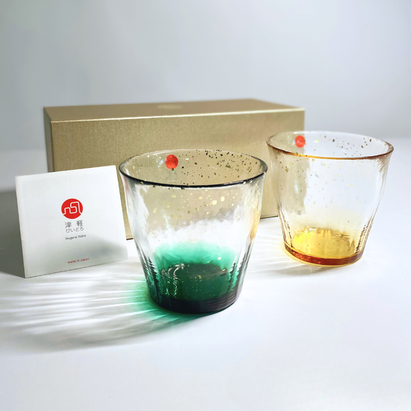 ISHIZUKA Tsugaru Kinsai on-the-rocks glass set-Ryokuyo 300ml*2